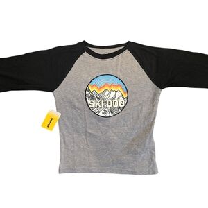 Ski-Doo Kids Raglan Long Sleeve Tee - Black and Gray